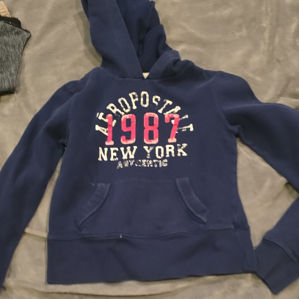 Aeropostale Blue Hoodie with Pink and White Accents